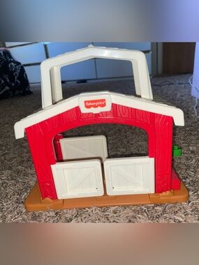 Fisher-Price Red and White Play Barn with Brown Base